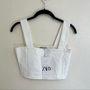 ZARA - White crop tank top Small